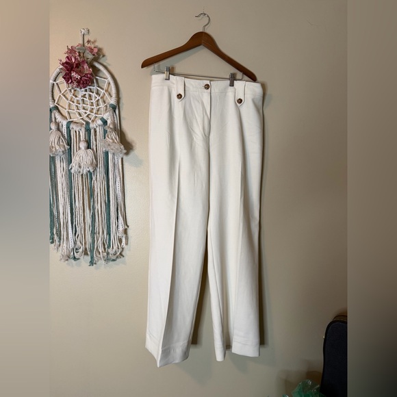 Sezane Yves Trousers in Ecru High Rise Pants Size 46 US 14 - Picture 3 of 7